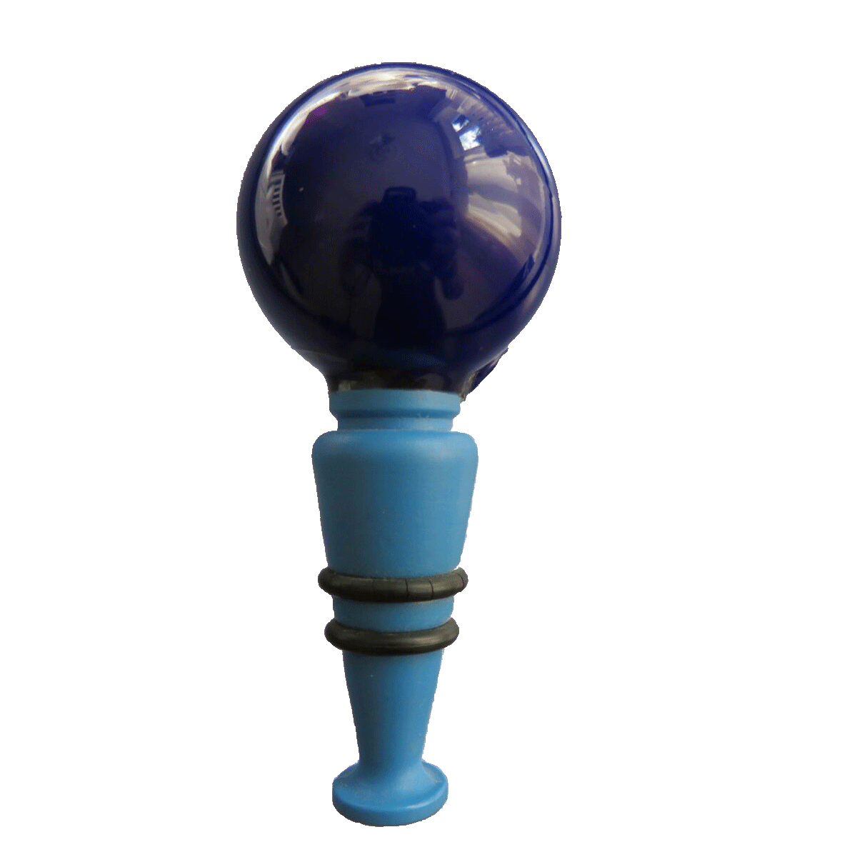 Murano Glass Wine Stopper - Blue Ball